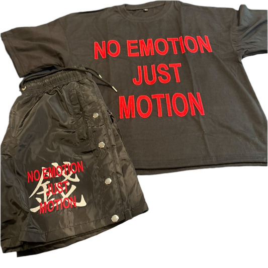 All black and red shirt and short sets