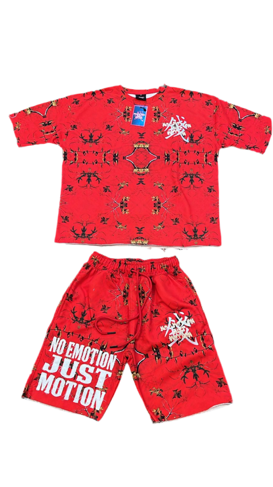 Red camo shirt and shorts