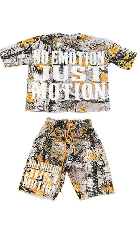 Brown camo shirt and shorts