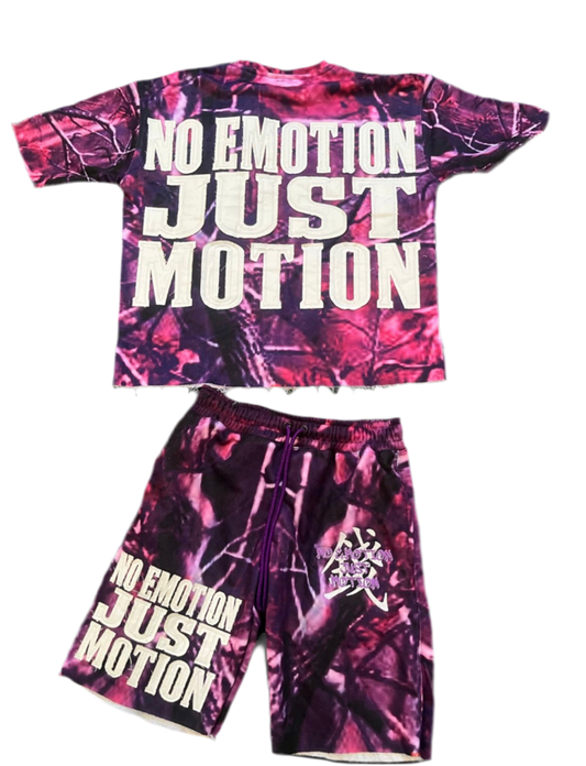 Purple camo shirt and shorts